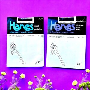 Hanes Vintage Pantyhose Ultra Sheer NAVY Tummy Control + Sheer to Waist Plus F